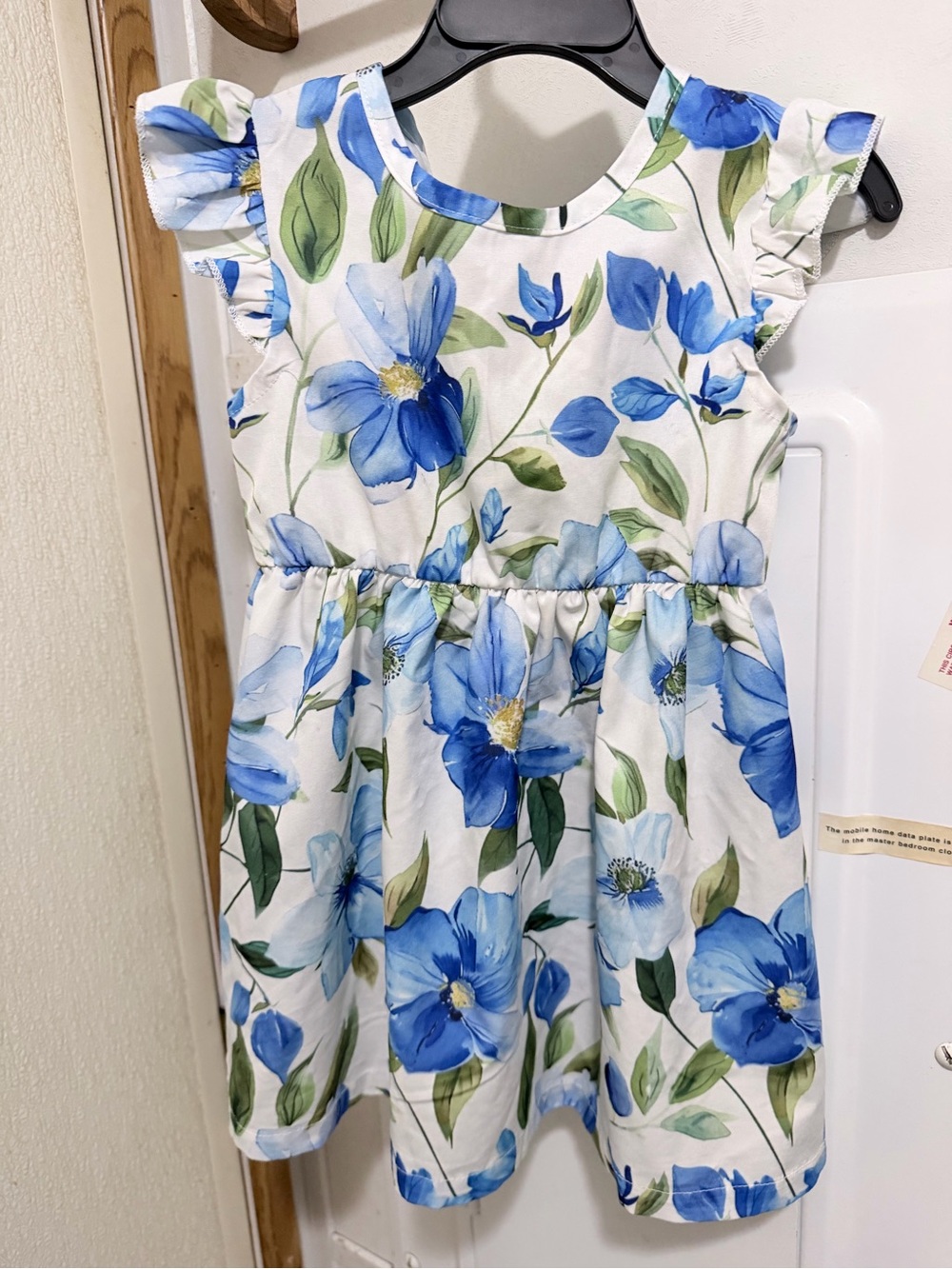 Unk Blue and Green Floral Girls' Casual Dress